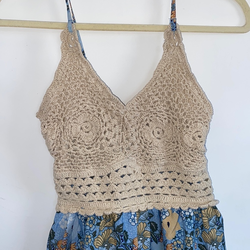 Beautiful Crocheted blue Romper!